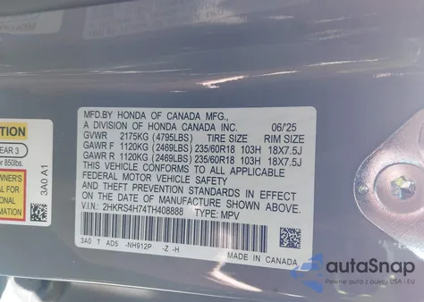 2026 Honda Cr-V Ex-L Awd из США, поврежденный, VIN 2HKRS4H74TH408888